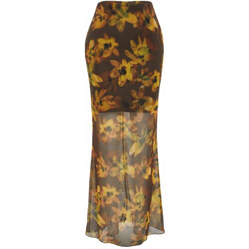 Trendyol Multi Color Floral Pattern Lined Tulle Skirt Slike