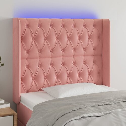 The Living Store led posteljno vzglavje roza 93x16x118/128 cm žamet - led vzglavje, (21495425) Cene