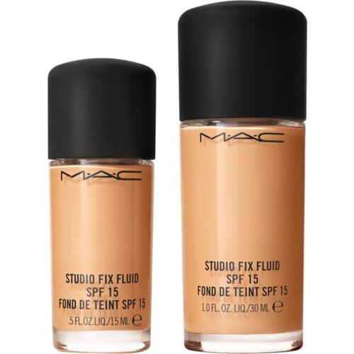 MAC Cosmetics Studio Fix Fluid SPF 15 24HR Matte Foundation + Oil Control Mini matirajoči tekoči puder SPF 15 odtenek NW15 15 ml Slike