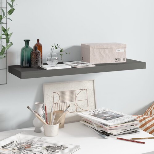 VidaXL Stenska polica visok sijaj siva 80x23,5x3,8 cm MDF Slike