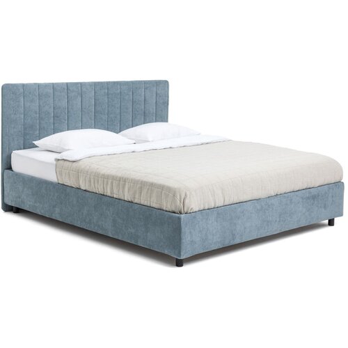 Bonami Selection Plavi tapecirani bračni krevet s podnicom i prostorom za odlaganje 180x200 cm Myra Slim Line – Cijene