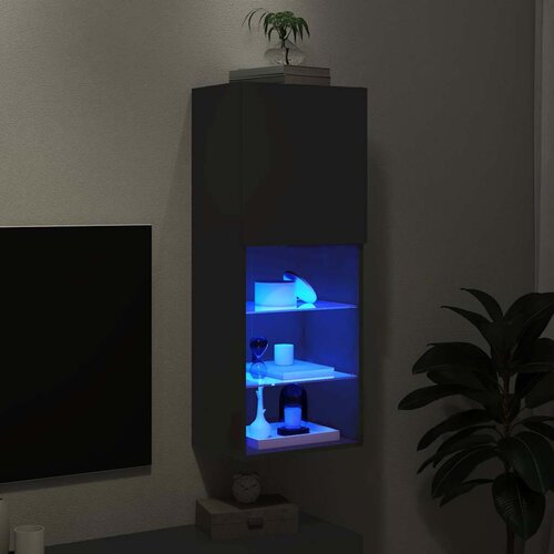 ormarići s LED svjetlima 2 kom crni 40,5x30x102 cm Slike