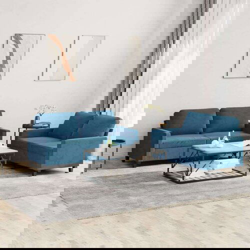  2-dijelni set sofa s jastucima plavi baršunasti Cijene