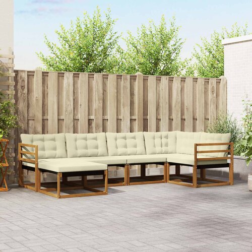  Set vanjskih sofa 6 kom. Prirodna i krem Čvrsto drvo akacije Cene