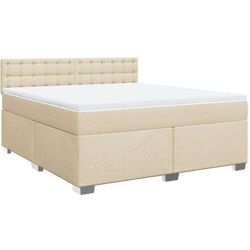 VidaXL Krevet s oprugama i madracem krem 180x200 cm od tkanine Slike
