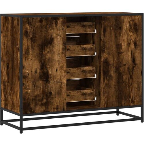 VidaXL Komoda dimljeni hrast 92x35x76 cm konstruirano drvo Slike