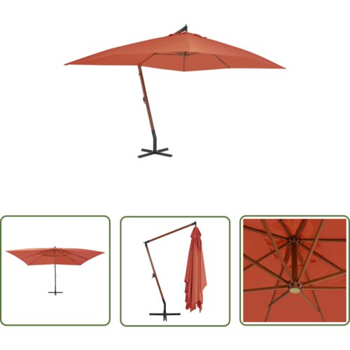  The Living Store Previsni senčnik z lesenim drogom 400x300 cm terakota - Previsni Senčnik, (21742374) Cene