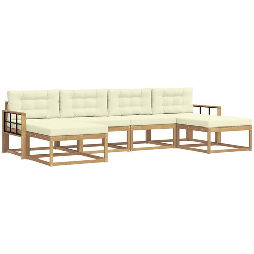  Set vanjskih sofa 6 kom. Bijela i krem Smeđa 329 x 162,5 x 73 cm Slike