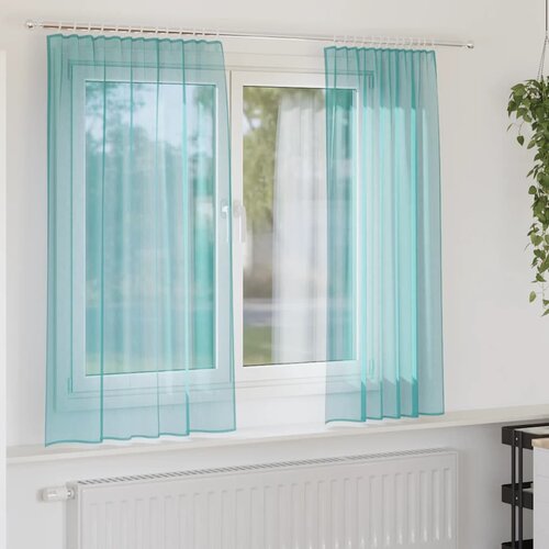 Voile zavjese s džepovima za &amp;scaron;ipke 2 kom tirkizne Tirkizna 140 x 175 cm Slike