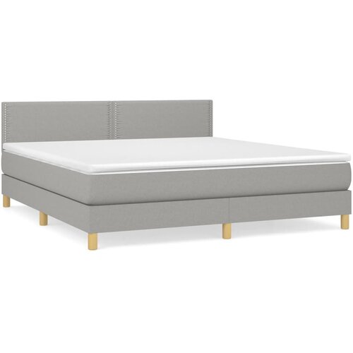  Box spring postelja z vzmetnico svetlo siva 180x200 cm blago Cene
