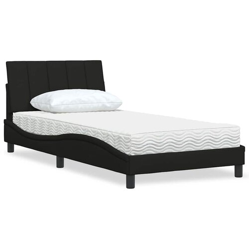 VidaXL Postelja z vzmetnico črna 100x200 cm blago Slike