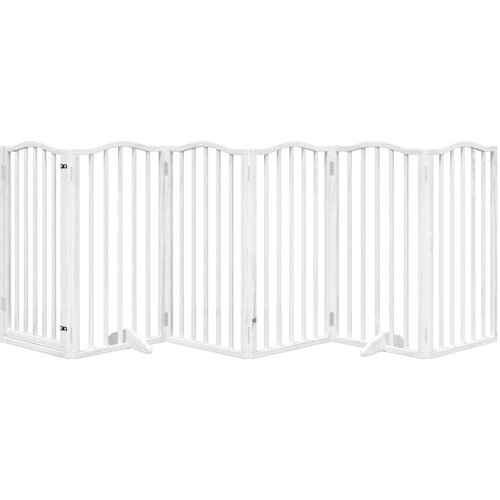  Vrata za pse s vrata&amp;scaron;cima 6 panela sklopiva 300 cm drvo topole Bijela 50 x 90 x 2 cm Slike