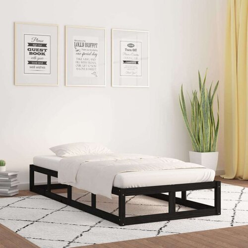  Posteljni okvir črn 90x200 cm trden les, (20795135) Slike