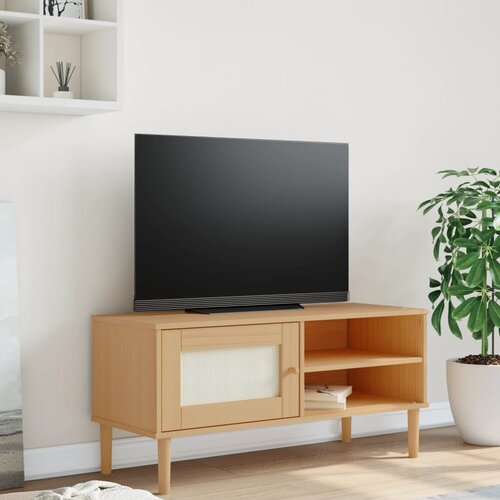 TV ormarić SENJA izgled ratana smeđi 106x40x49 cm od borovine Cene