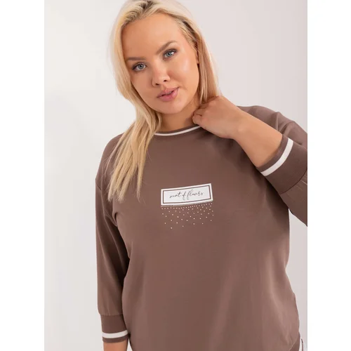 Fashion Hunters Brown blouse in a larger size with a print