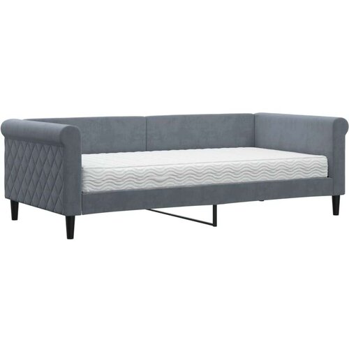 VidaXL Dnevni krevet s madracem tamno sivi 90x190 cm bar&amp;scaron;un Slike