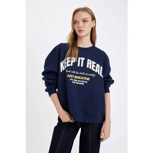 Defacto DFC - Oversize Fit Crew Neck Printed Thick Fabric Sweatshirt