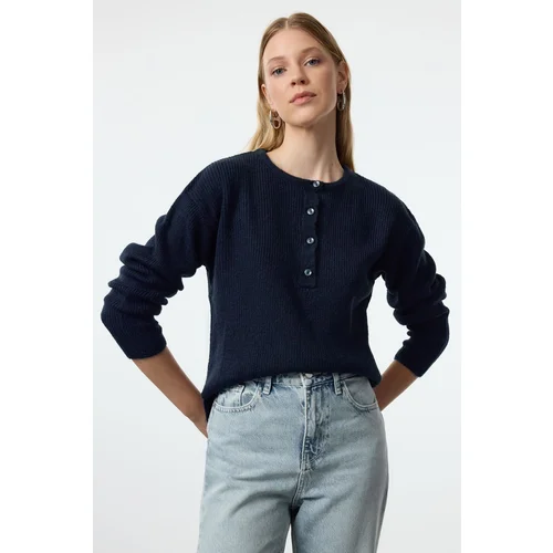 Trendyol Navy Blue More Sustainable Basic Knitwear Sweater