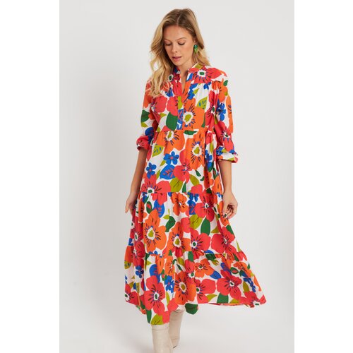 Cool & Sexy Women's Patterned Loose Maxi Dress Orange Cene