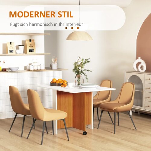  Razvlačivi blagovaonski stol mobilni modernog dizajna 120 cm x 80 cm x 73 cm tikovina + bijela Slike