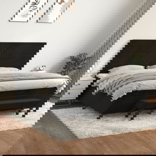 VidaXL Krevet s oprugama i madracem crni 180x200 cm bar&amp;scaron;unasti Slike