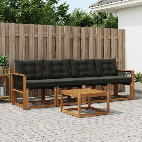  Set vanjskih sofa 5 kom. Prirodna i crna Cijene
