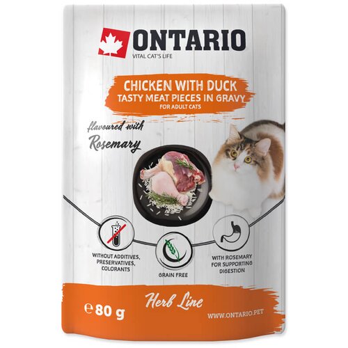 Ontario Cat Herb Line vrečka - pi&scaron;čanec in raca - 80 g 80 g Cene