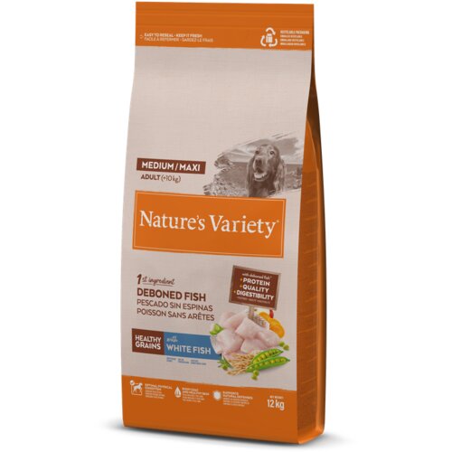 Nature&amp;#039;s Variety dog healthy grains medium adult white fish 12kg Slike