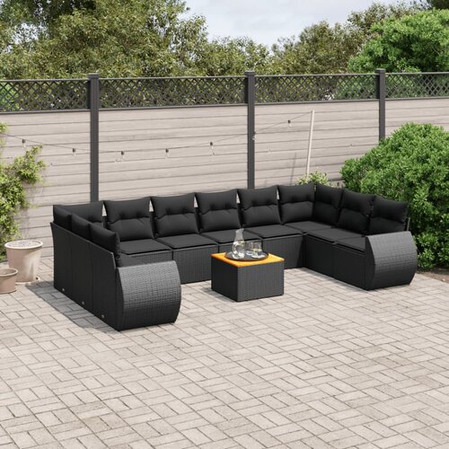  11-dijelni set vrtnih sofa od poliratana s jastucima crni Cijene