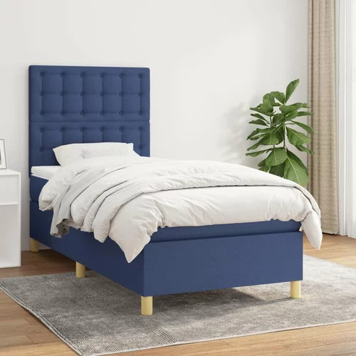  Box spring postelja z vzmetnico moder 80x200 cm blago, (20896636)