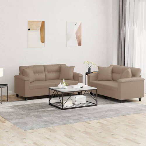  2-dijelni set sofa s jastucima boja cappuccina od umjetne kože Cijene