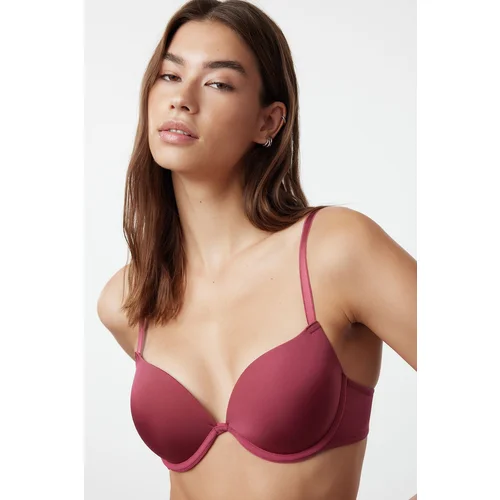 Trendyol Extra Push-Up Tshirt Bra Knitted Bra with Dusty Rose Rope Strap