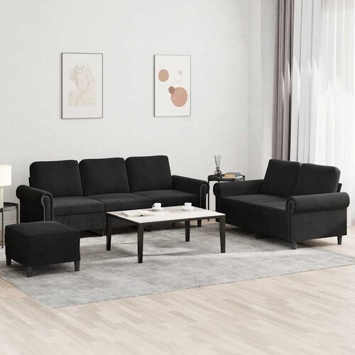  3-dijelni set sofa s jastucima crni bar&scaron;unasti Cijene