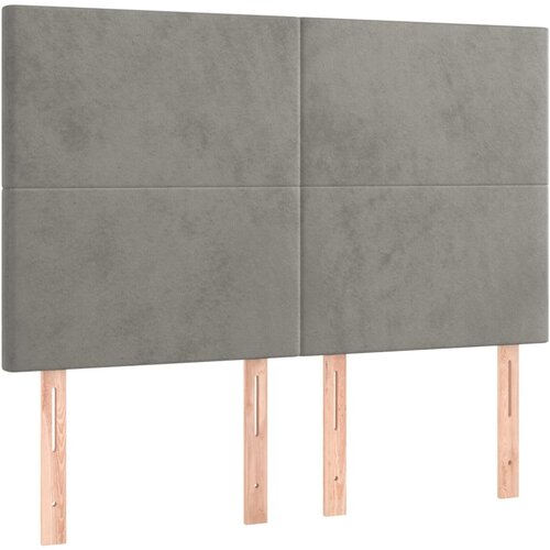 Maison Chic Posteljno vzglavje - Vzglavna omarica 4 kosa svetlo siv 72x5x78/88 cm žamet, (22077697) Slike