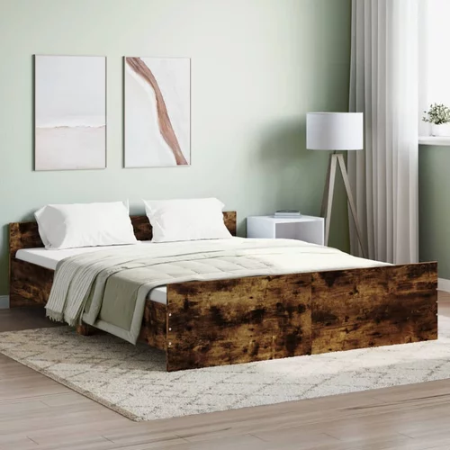  kreveta s uzglavljem i podnožjem boja hrasta 160x200 cm
