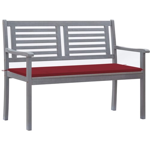 The Living Store Vrtna klop za 2 osebi z blazino 120 cm siv evkaliptusov les - Klop, (21463760) Slike