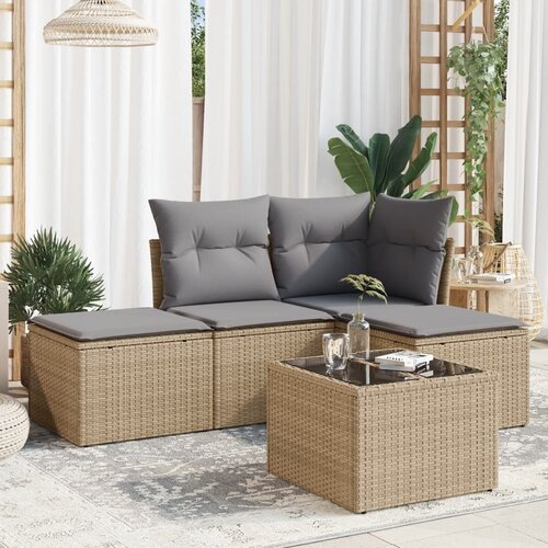 VidaXL 5-dijelni vrtni set sofa s jastucima bež od poliratana Slike