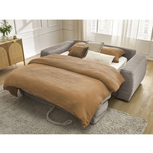 Bobochic Paris Smeđe-siva sofa za spavanje/sklopiva od samta 220 cm Hugo &amp;ndash; Slike