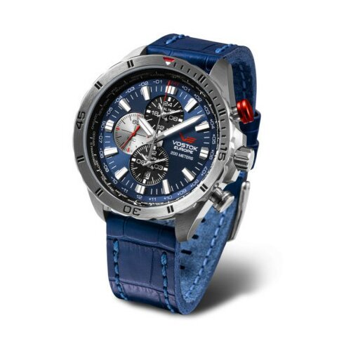 Vostok Europe muški almaz chronograph plavi srebrni sportsko elegantni ručni sat sa plavim kožnim kaišem ( ym26/320a652 ) Cene