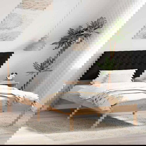 vidaXL Posteljni okvir z oblazinjenim vzglavjem Rjava 100 x 200 cm Cene