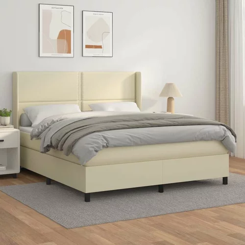  Box spring postelja z vzmetnico krem 160x200 cm umetno usnje, (20899446)
