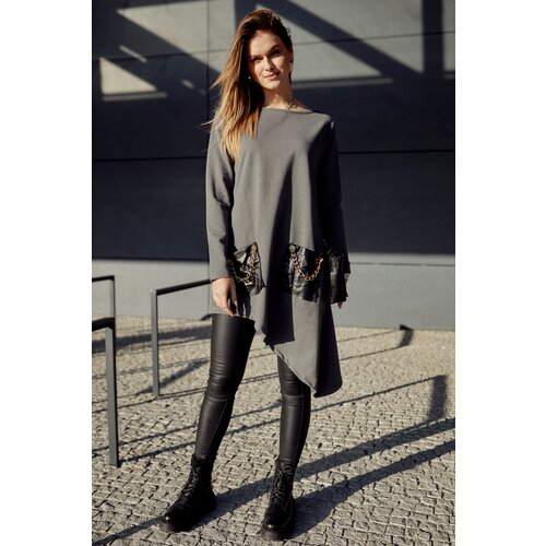 Fasardi Asymmetrical dress with dark gray chains Slike