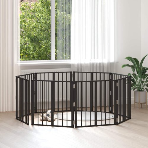  Vrata za pse 8 pcs Crna 60 x 60 cm Cinkani čelik Slike