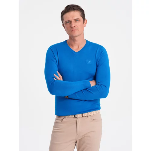 Ombre Elegant men's sweater with a v-neck - blue