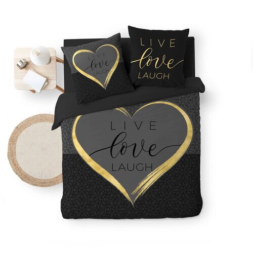 Douceur d intérieur Crna pamučna posteljina za bračni krevet 200x200 cm Crazy Love – Cijene