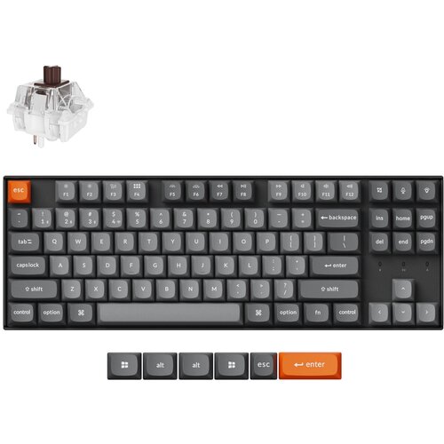 KEYCHRON K8 Max Brezžična Mehanska Tipkovnica, Bluetooth / 2.4 GHz, Bela osvetlitev, Super Brown Switch, US Layout, K8M-A3, (21733754) Cene