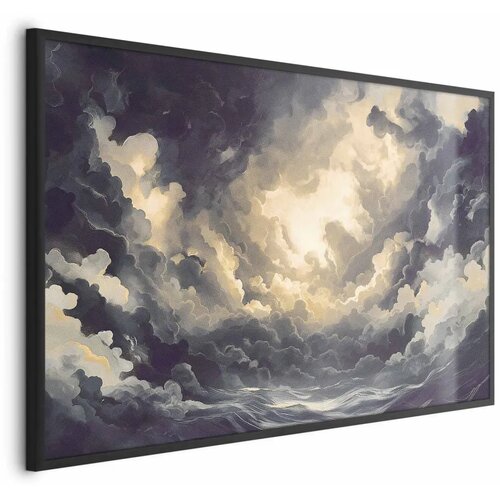  Plakat Epic Play of Light: The Sun Battling for Dominance Over the Clouds 60x40 Crni okvir Cijene