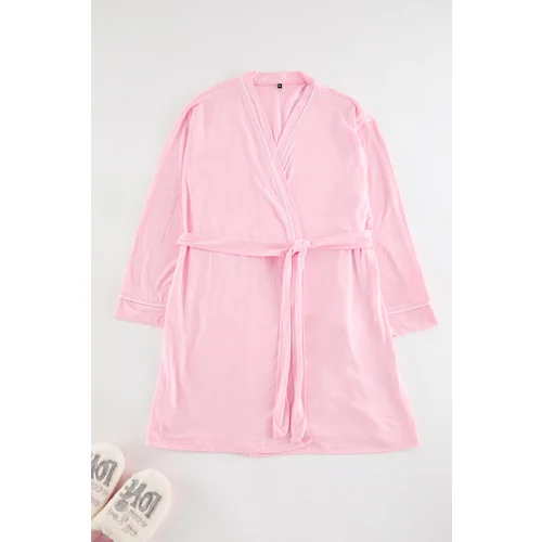 Trendyol Curve Pink Milan Soft Touch Belted Knitted Dressing Gown