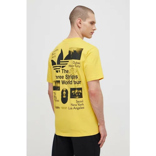 Adidas Bombažna kratka majica moška, rumena barva, IS0183