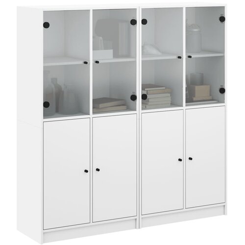  Regal za knjige s vratima bijeli 136 x 37 x 142 cm drveni Slike